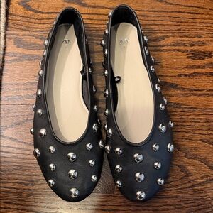 Zara Black Studded Women's Flats size 10 (41)